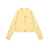 オリジナルのスイートケーブル刺繍のカラフルボタンショートセーターカーディガンセットアップ