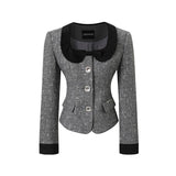 Waist top straight shoulder high waist skirt suit