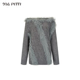 Off-shoulder design with wool knit sweater top