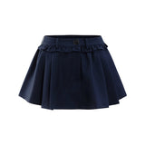 Navy Blue Pleated A-line Skirt