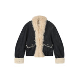 Loose denim plush jacket wide-leg jeans versatile suit