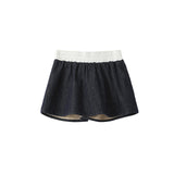 ウエストスリミングデニムスカートセット - フリース裏地