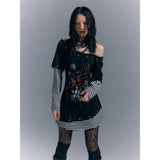 Long Sleeve Printed Slim Fit T-shirt Dress