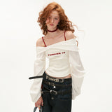 Lantern sleeve white shirt and bra