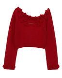 Rose flower shoulder-drop sweater