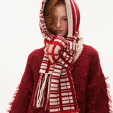 Scarf bandage cable knit sweater