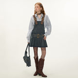 Denim short suspender dress