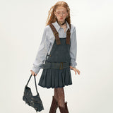 Denim short suspender dress