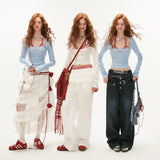 Square collar bow long-sleeved T-shirt