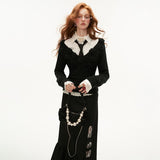 V넥 로즈 웨이스트 스웨터