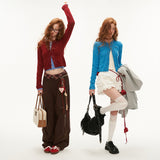 レースの長袖ニットカーディガン