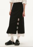 Maxi skirt fake two-piece black high-end skirt
