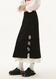 Maxi skirt fake two-piece black high-end skirt