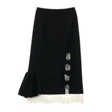 Maxi skirt fake two-piece black high-end skirt