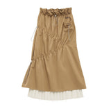 プリーツパネルロングスリムミディアム丈スカート