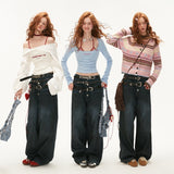 3웨이스트 청바지 루즈 캐주얼 팬츠