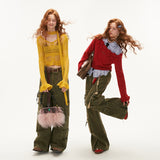 멀티포켓 밀리터리 그린 루즈 캐주얼 팬츠