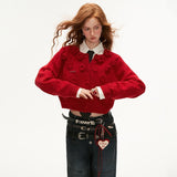 ローズショートカーディガンセーター長袖