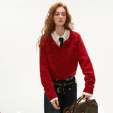 ローズショートカーディガンセーター長袖