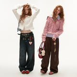 ハイカラーパッチワークウールセーターカーディガン