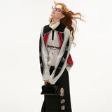 レースカラーセータートップス ゆったり 長袖