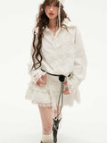 Rose collar lace long-sleeved shirt dress