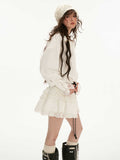 Rose collar lace long-sleeved shirt dress