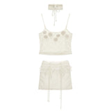 플라워 레이스 캐미솔 셋업