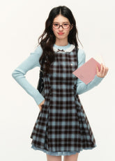 プレッピーチェック柄Aラインベストドレス