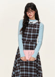 プレッピーチェック柄Aラインベストドレス