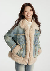 Fuzzy Star Denim Coat