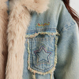 Fuzzy Star Denim Coat