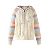 Rainbow Knit Hooded Raglan Jacket