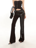 Rivet Belt Flare Pants – Black
