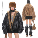 Reversible fur hooded warm jacket
