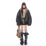 Reversible fur hooded warm jacket