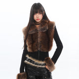 Faux Fur Splice Knit Cardigan