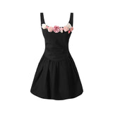 Black Floral Tulle Suspender Dress