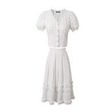 ドット柄レーストップス&アンブレラスカートセット