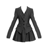 ストライプ柄オールドマネーシャツドレスセット