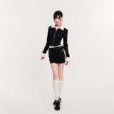 ギャラクシーダイヤモンドブラックグリッタースポーツスウェットシャツスカートスーツ