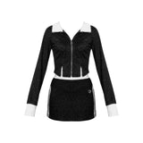 ギャラクシーダイヤモンドブラックグリッタースポーツスウェットシャツスカートスーツ