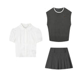 Simple slim vest bottoming shirt college style skirt suit