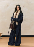 Loose denim plush jacket wide-leg jeans versatile suit
