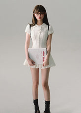 カレッジスタイルのAラインシャツドレス