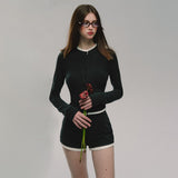 High-Waist Knit Top & Shorts Set