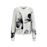 バタフライジャカードダブルジップカーディガン