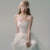 ホワイトメッシュ刺繍スリップドレス