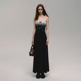 Velvet Print Slim Slip Dress