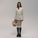 Classic round neck small Chanel style suit skirt two-piece suit